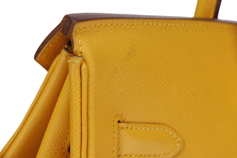 HERMES BIRKIN 35 (STAMP Z CIRCLE) YELLOW MUSTARD COURCHEVAL LEATHER GOLD HARDWARE WITH KEYS&LOCK, RAINCOAT & DUST COVER