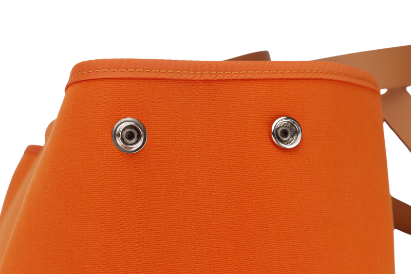 HERMES CABAG 39 (STAMP O SQUARE) ORANGE TOILE SILVER HARDWARE, WITH DUST COVER