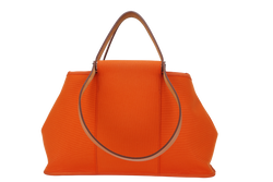 HERMES CABAG 39 (STAMP O SQUARE) ORANGE TOILE SILVER HARDWARE, WITH DUST COVER