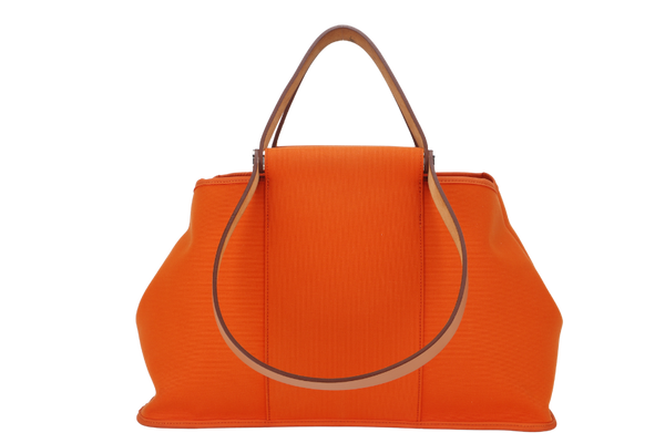 HERMES CABAG 39 (STAMP O SQUARE) ORANGE TOILE SILVER HARDWARE, WITH DUST COVER