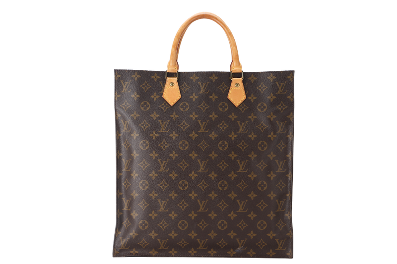 LOUIS VUITTON SAC PLAT TOTE HAND (MI1920) MONOGRAM BROWN GOLD HARDWARE NO DUST COVER