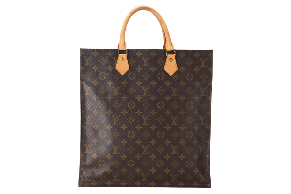 LOUIS VUITTON SAC PLAT TOTE HAND (MI1920) MONOGRAM BROWN GOLD HARDWARE NO DUST COVER