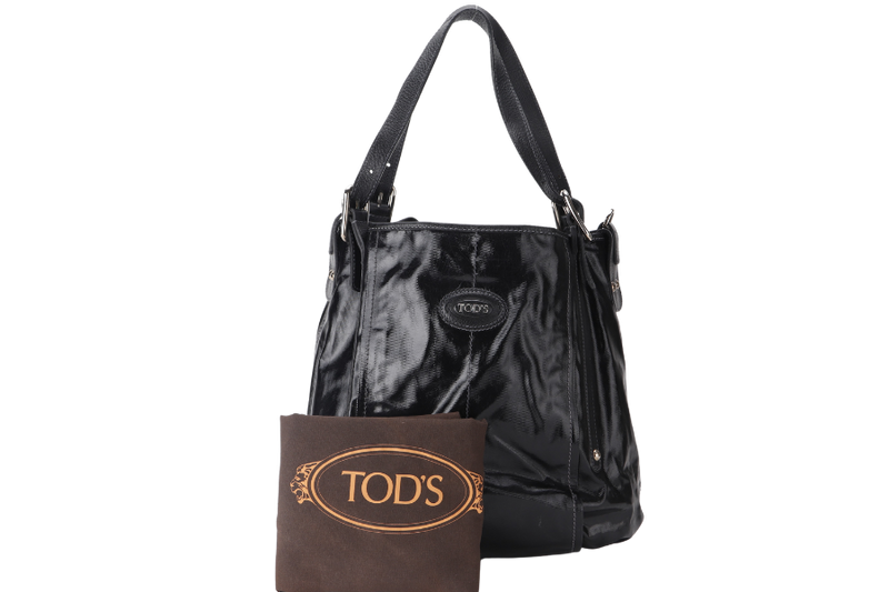 TOD'S G LINE SHOULDER BAG (A023) BLACK SILVER HARDWARE WITH DUST COVER