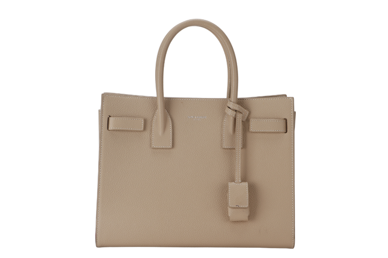 SAINT LAURENT (YSL) SAC DE JOUR BEIGE (FLY 421863.1017) CALF LEATHER SILVER HARDWARE WITH STRAPS AND DUST COVER