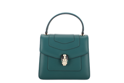 BVLGARI SERPENTI FOREVER TOP HANDLE (MM.C18.287318) GREEN LEATHER GOLD HARDWARE WITH MIRROR, STRAP, DUST COVER AND RAINCOAT