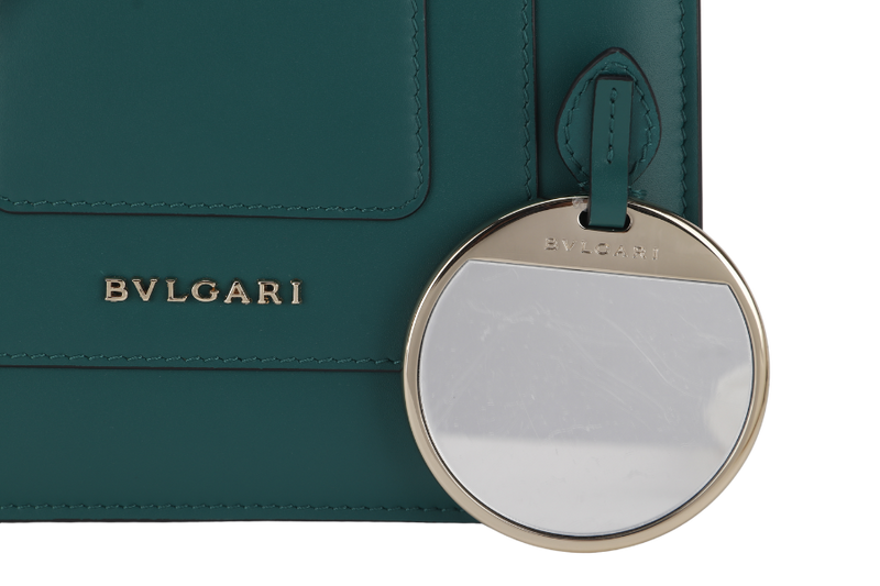 BVLGARI SERPENTI FOREVER TOP HANDLE (MM.C18.287318) GREEN LEATHER GOLD HARDWARE WITH MIRROR, STRAP, DUST COVER AND RAINCOAT