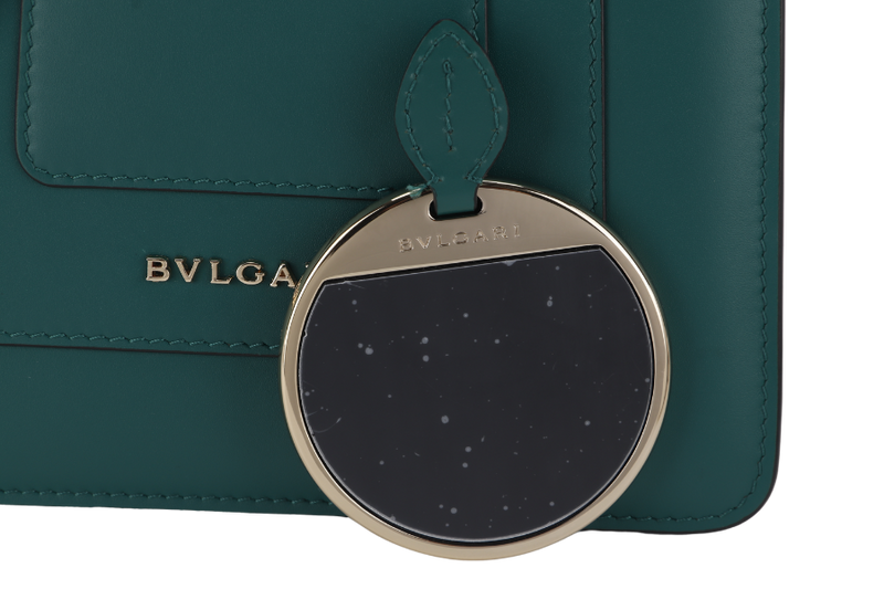 BVLGARI SERPENTI FOREVER TOP HANDLE (MM.C18.287318) GREEN LEATHER GOLD HARDWARE WITH MIRROR, STRAP, DUST COVER AND RAINCOAT