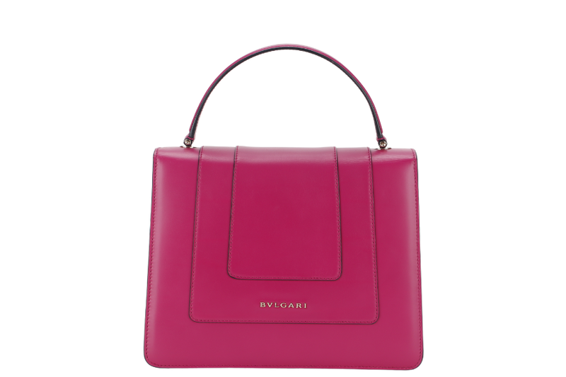 BVLGARI SERPENTI FOREVER LARGE MAGENTA LEATHER GOLD HARDWARE WITH STRAP, DUST COVER, MIRROR AND RAINCOAT