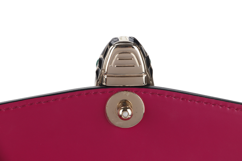 BVLGARI SERPENTI FOREVER LARGE MAGENTA LEATHER GOLD HARDWARE WITH STRAP, DUST COVER, MIRROR AND RAINCOAT