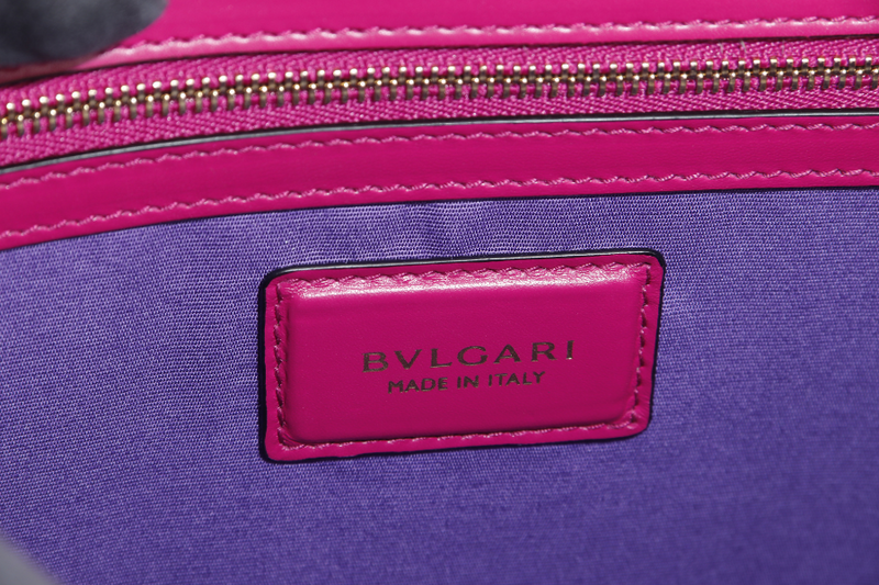 BVLGARI SERPENTI FOREVER LARGE MAGENTA LEATHER GOLD HARDWARE WITH STRAP, DUST COVER, MIRROR AND RAINCOAT