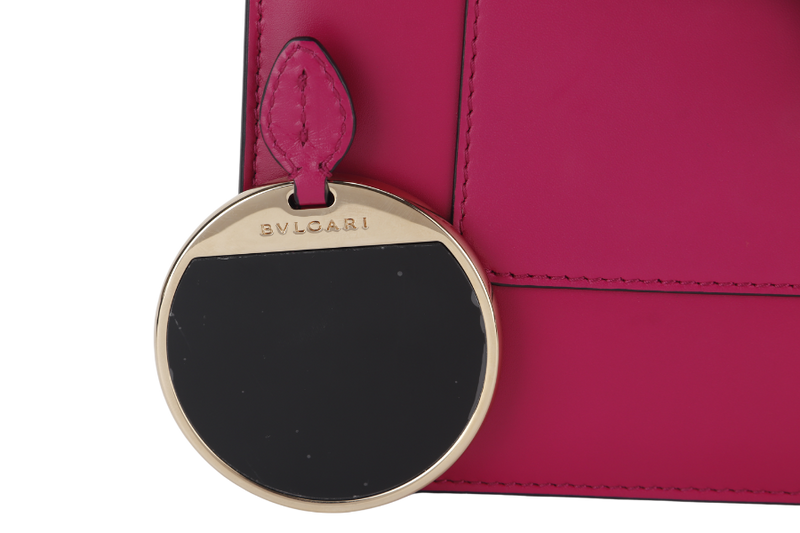 BVLGARI SERPENTI FOREVER LARGE MAGENTA LEATHER GOLD HARDWARE WITH STRAP, DUST COVER, MIRROR AND RAINCOAT