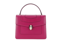 BVLGARI SERPENTI FOREVER LARGE MAGENTA LEATHER GOLD HARDWARE WITH STRAP, DUST COVER, MIRROR AND RAINCOAT