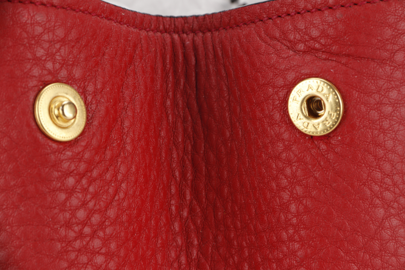 PRADA RED VITELO DAINO TOTE BAG WITH STRAP NO DUST COVER