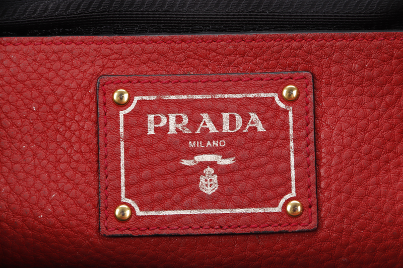 PRADA RED VITELO DAINO TOTE BAG WITH STRAP NO DUST COVER