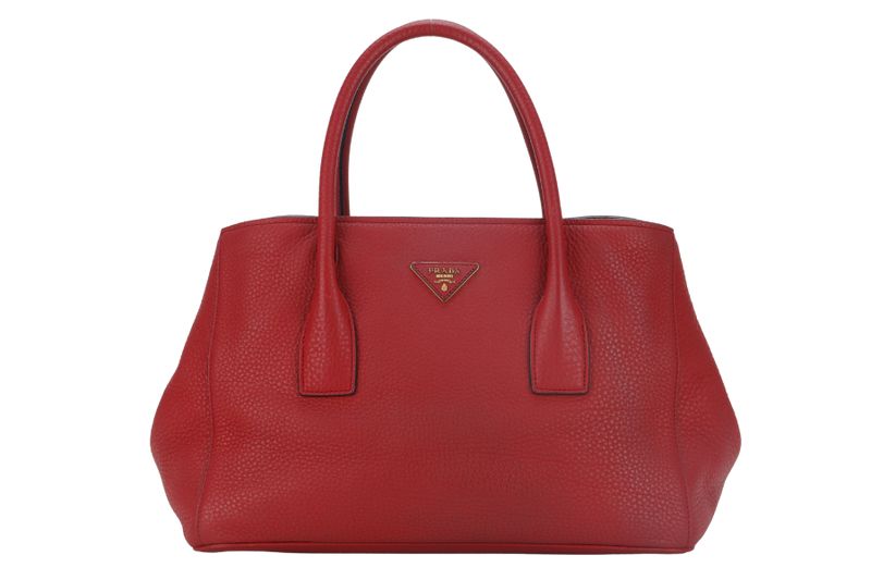 PRADA RED VITELO DAINO TOTE BAG WITH STRAP NO DUST COVER