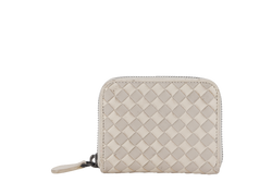 BOTTEGA VENETA WHITE & GREY INTRECCIATO LEATHER ZIP COIN PURSE (S01745200N) NO DUST COVER AND NO BOX