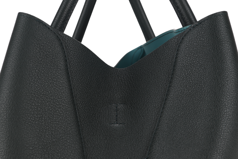 CHRISTIAN DIOR DARK GREEN OPEN BAR TOTE WITH GRAINED CALFSKIN LEATHER AND SILVER HARDWARE WITH CARD, STRAP, DUST COVER