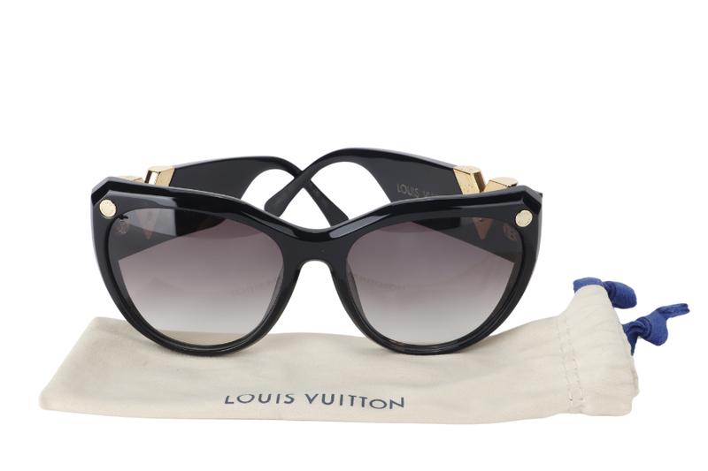 LOUIS VUITTON Z0902E MY FAIR LADY BLACK AND GOLD SUNGLASSES WITH DUST COVER