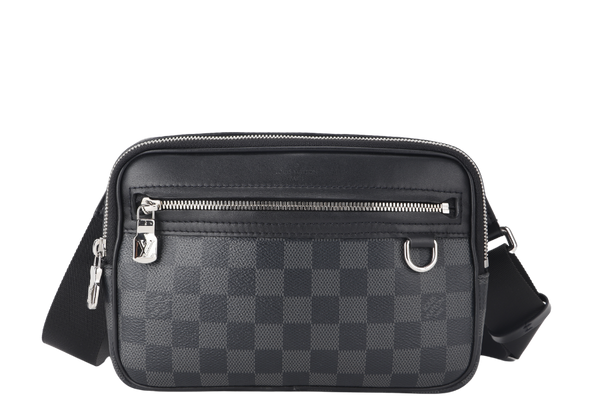 LOUIS VUITTON N50018 SCOTT MESSENGER BAG DAMIER GRAPHITE CANVAS BLACK SILVER HARDWARE WITH DUST COVER