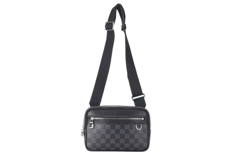 LOUIS VUITTON N50018 SCOTT MESSENGER BAG DAMIER GRAPHITE CANVAS BLACK SILVER HARDWARE WITH DUST COVER