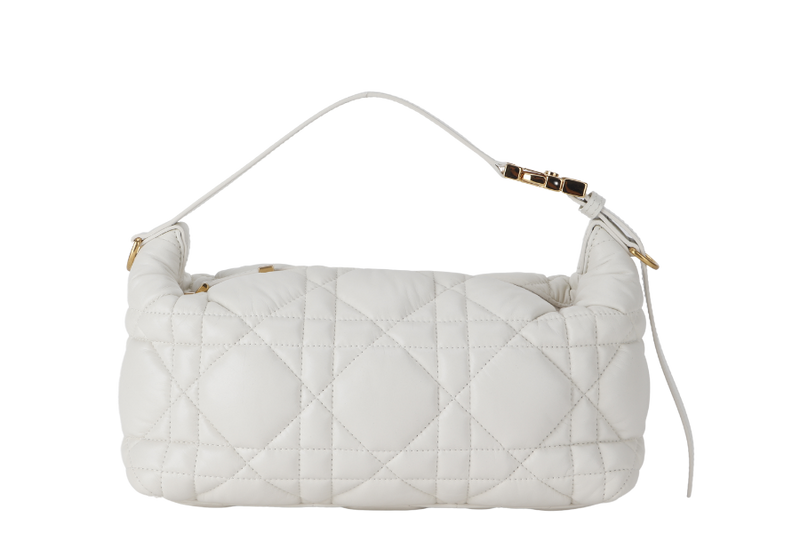 CHRISTIAN DIOR HOBO BAG CASUAL STYLE 3WAY CALFSKIN LEATHER WHITE GOLD HARDWARE 2 STRAP 50-FA-0292 WITH STRAPS AND DUST COVER