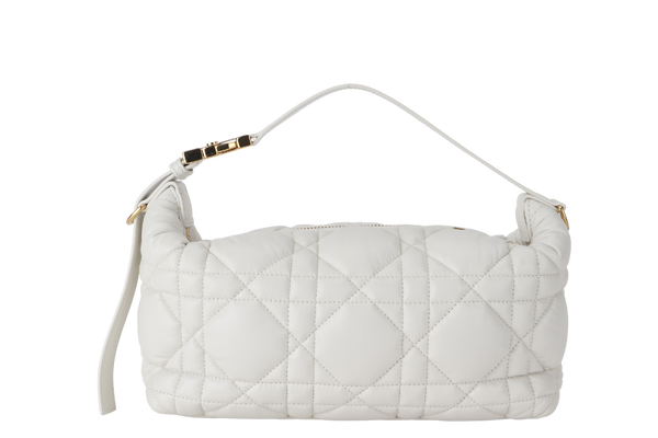 CHRISTIAN DIOR HOBO BAG CASUAL STYLE 3WAY CALFSKIN LEATHER WHITE GOLD HARDWARE 2 STRAP 50-FA-0292 WITH STRAPS AND DUST COVER