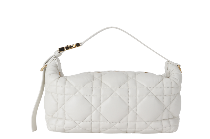 CHRISTIAN DIOR HOBO BAG CASUAL STYLE 3WAY CALFSKIN LEATHER WHITE GOLD HARDWARE 2 STRAP 50-FA-0292 WITH STRAPS AND DUST COVER