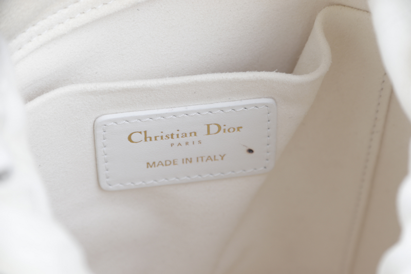 CHRISTIAN DIOR MINI BUCKET (56-MA-0232) CALFSKIN LEATHER WHITE STRAP AND DUST COVER