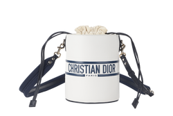 CHRISTIAN DIOR MINI BUCKET (56-MA-0232) CALFSKIN LEATHER WHITE STRAP AND DUST COVER