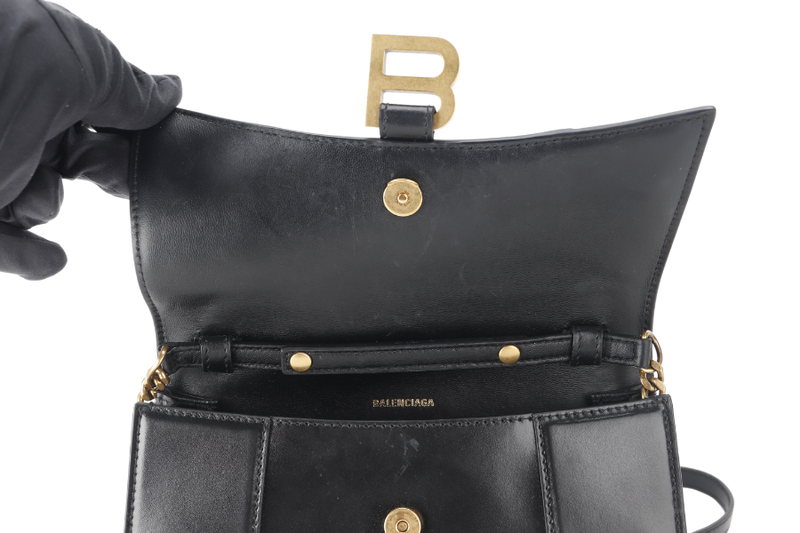 BALENCIAGA HOURGLASS GOLD BLACK GOLD HARDWARE WITH DUST COVER AND BOX