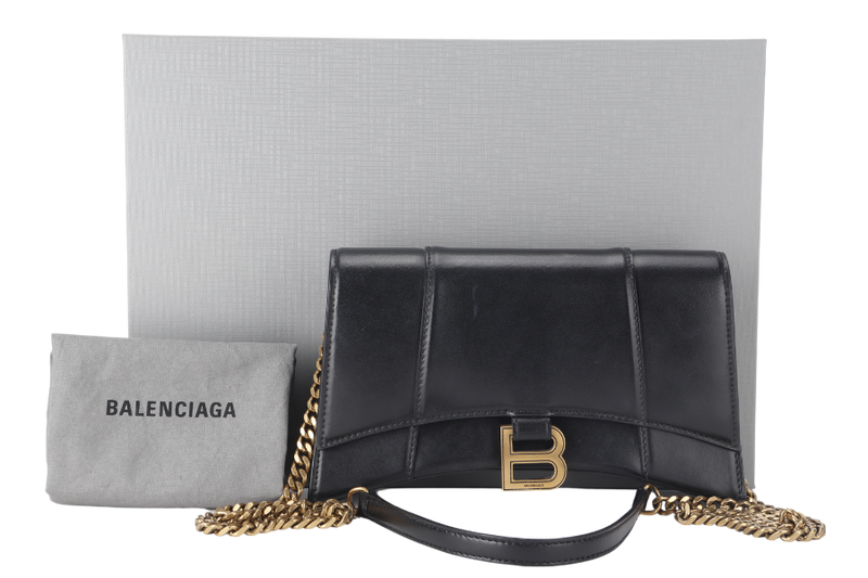 BALENCIAGA HOURGLASS GOLD BLACK GOLD HARDWARE WITH DUST COVER AND BOX