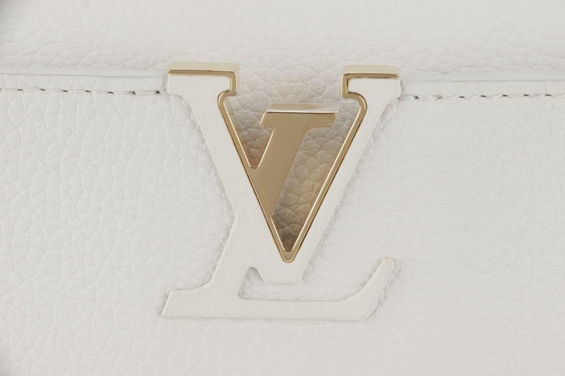 LOUIS VUITTON CAPUCINES BB TAURILLON LEATHER (M55832) GOLD HARDWARE WITH STRAPS AND DUST COVER