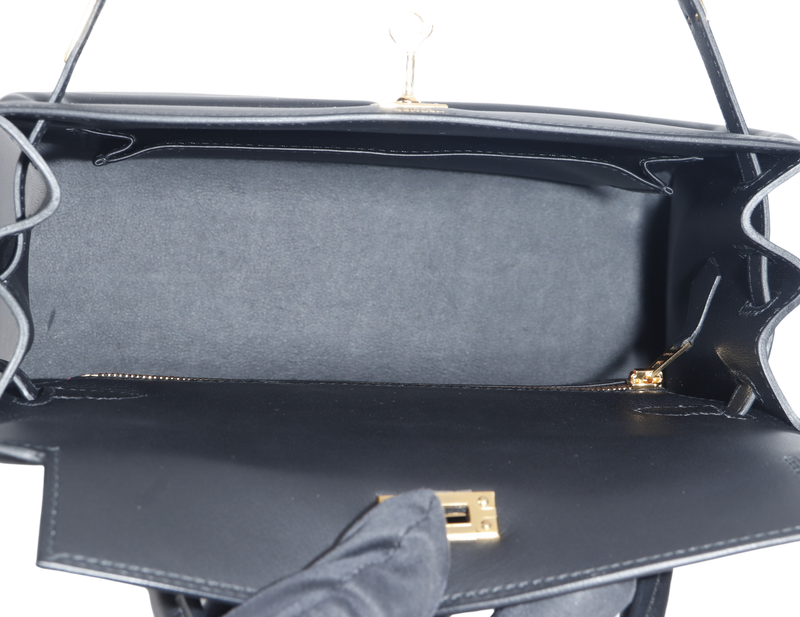 HERMES KELLY PADDED 25 STAMP Z (YEAR 2021) BLACK SWIFT LEATHER GOLD HARDWARE WITH LOCK&KEYS, RAINCOAT AND DUST COVER