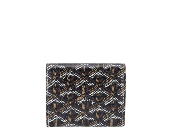 GOYARD MARIGNY WALLET BLACK & TAN GOYARDINE SILVER HARDWARE NO DUST COVER