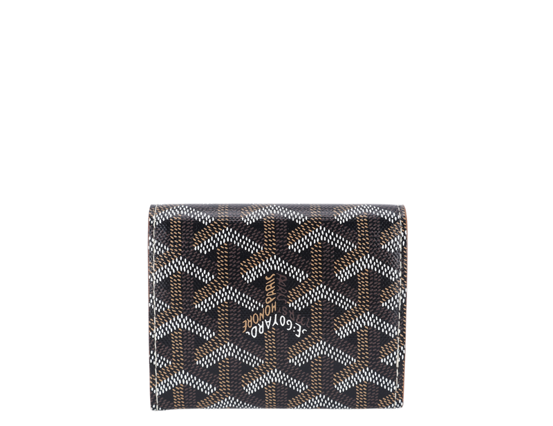 GOYARD MARIGNY WALLET BLACK & TAN GOYARDINE SILVER HARDWARE NO DUST COVER