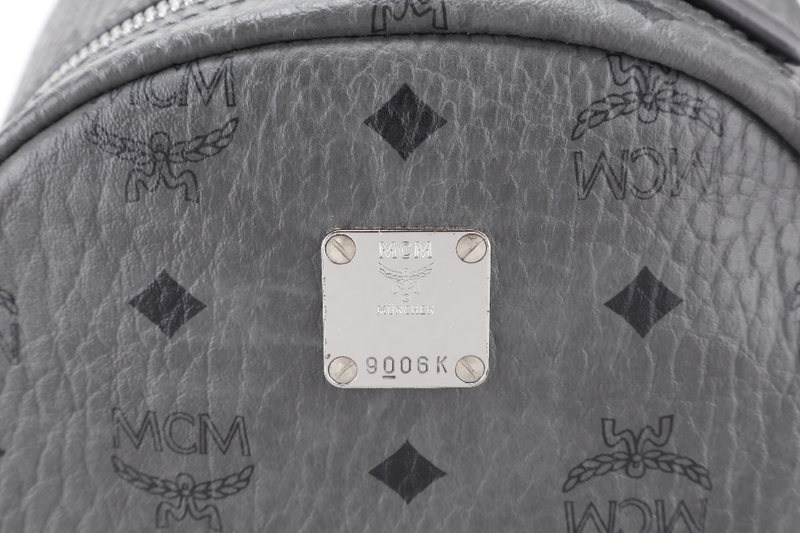 MCM STARK BACKPACK IN GREY VISETORS LEATHER SILVER HARDWARE NO DUST COVER