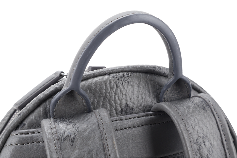 MCM STARK BACKPACK IN GREY VISETORS LEATHER SILVER HARDWARE NO DUST COVER