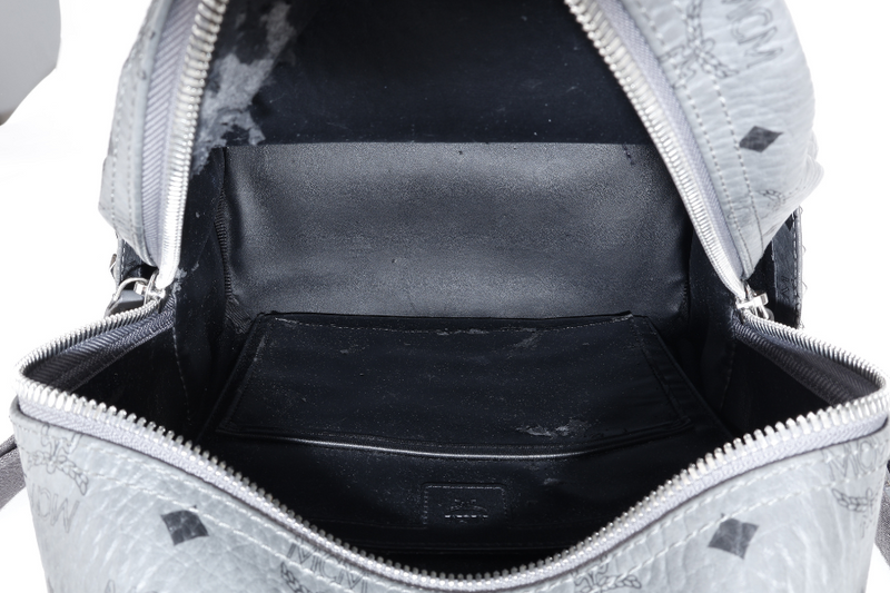 MCM STARK BACKPACK IN GREY VISETORS LEATHER SILVER HARDWARE NO DUST COVER