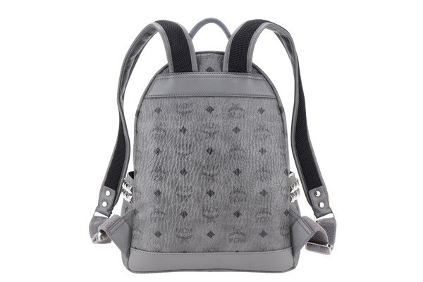MCM STARK BACKPACK IN GREY VISETORS LEATHER SILVER HARDWARE NO DUST COVER