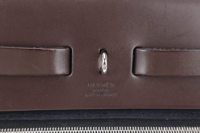 HERMES HERBAG SELLIER 31 STAMP O (YEAR 2011) EBENE x BLACK SILVER HARDWARE WITH DUST COVER