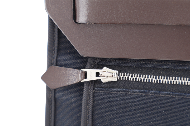 HERMES HERBAG SELLIER 31 STAMP O (YEAR 2011) EBENE x BLACK SILVER HARDWARE WITH DUST COVER