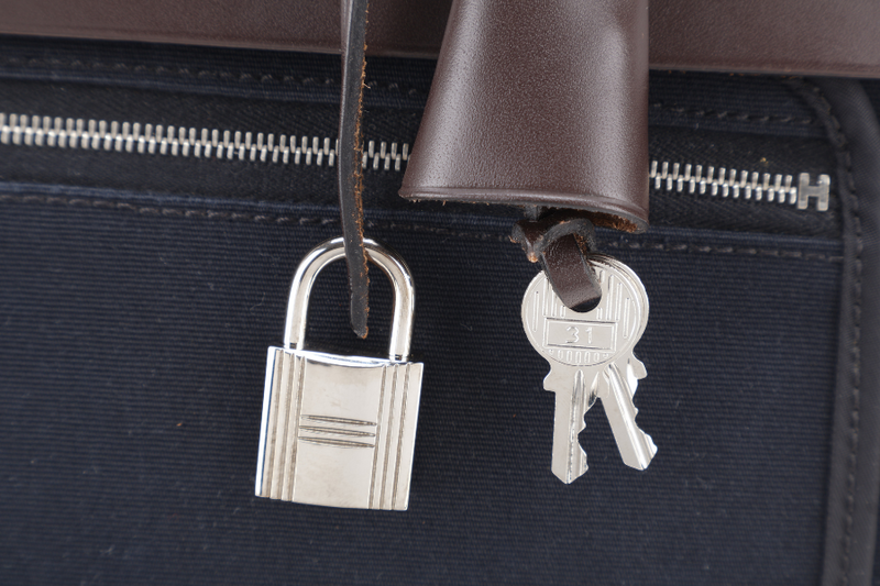 HERMES HERBAG SELLIER 31 STAMP O (YEAR 2011) EBENE x BLACK SILVER HARDWARE WITH DUST COVER