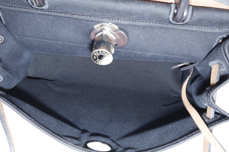 HERMES HERBAG SELLIER 31 STAMP O (YEAR 2011) EBENE x BLACK SILVER HARDWARE WITH DUST COVER