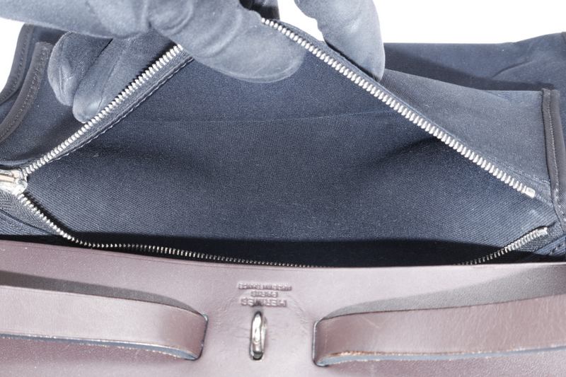 HERMES HERBAG SELLIER 31 STAMP O (YEAR 2011) EBENE x BLACK SILVER HARDWARE WITH DUST COVER