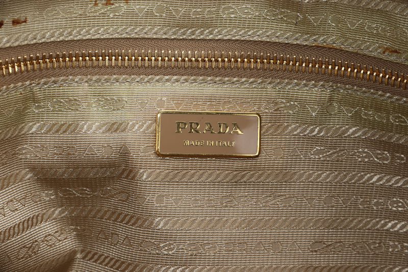 prada bl0758 aged pink saffiano leather bowler, gold hardware, with sling &  card, no dust cover
