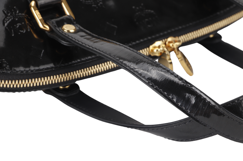 MCM IVANA GRETA BLACK COLOR PATENT LEATHER GOLD HARDWARE HANDCARRY BAG NO DUST COVER