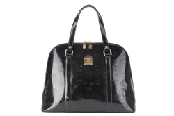 MCM IVANA GRETA BLACK COLOR PATENT LEATHER GOLD HARDWARE HANDCARRY BAG NO DUST COVER