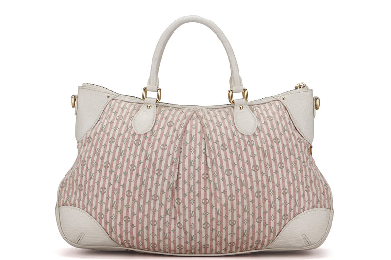 LOUIS VUITTON MINI LIN PINK CANVAS TWO WAY USE SHOULDER BAG, WITH STRAP & DUST COVER