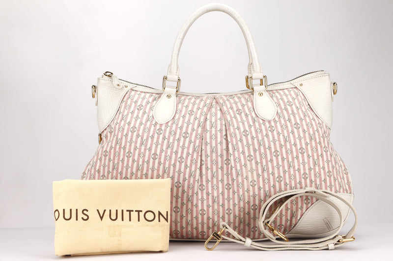 LOUIS VUITTON MINI LIN PINK CANVAS TWO WAY USE SHOULDER BAG, WITH STRAP & DUST COVER