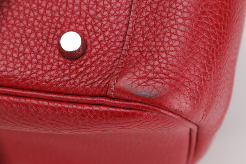 HERMES LINDY 34 (STAMP O) YEAR 2011  ROUGE GARANCE COLOR TOGO LEATHER SILVER HARDWARE WITH DUST COVER